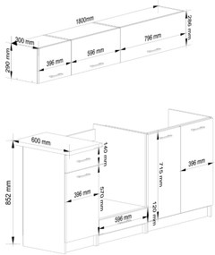 Kuchynská zostava 180 cm Ozara IV (biela). Vlastná spoľahlivá doprava až k Vám domov. 1070946