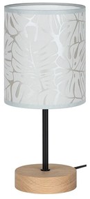 BRITOP Lighting Stolová lampa MATEO, 1xMax.25W, vzorované textilné tienidlo, olejovaný dub