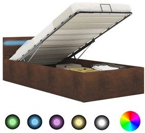 vidaXL Hydraulický posteľný rám+úložný priestor, LED, látka 100x200 cm