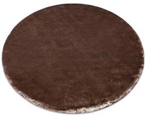Okrúhly prateľný koberec LAPIN shaggy protišmykový , slonová kosť / čokoláda Veľkosť: kruh 180 cm