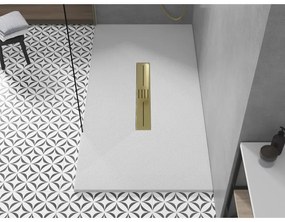 Mexen Toro, SMC obdĺžniková sprchová vanička 170 x 80 cm, biela, zlatá krytka, 43108017-G