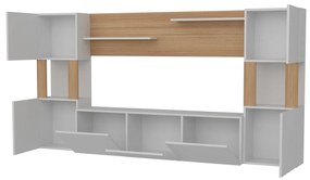 Obývacia stena Loreena (biela + teak) . Vlastná spoľahlivá doprava až k Vám domov. 1102294