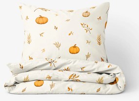 Goldea bavlnené posteľné obliečky - jesenné tekvice a lístky 140 x 220 a 70 x 90 cm