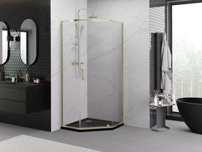 Mexen Exo-R päťhranná sprchová kabína 90 x 90 cm, transparentná, zlatá - 812-090-090-50-00
