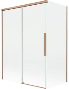 Mexen Rox, 2-krídlová posuvná vaňová zástena 120 + 70 x 150 cm, 8mm číre sklo, medený matný profil, 8C9-120-070-65-00