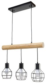 Závesné svietidlo H83 industrial, mriežka 3 74207 - kov / drevo - Čierna