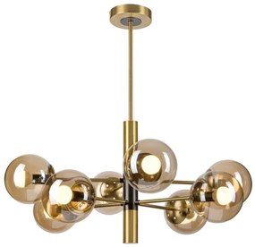 Luster na tyči ROLLO 8xE14/5W/230V zlatá/dymová béžová