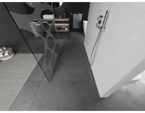 Mexen Kioto, sprchová zástena Walk-In 100 x 200 cm, 8mm číre sklo biely vzor, brúsená oceľ profil, 800-100-002-97-97
