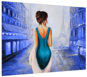 Obraz ženy a Eiffelovej veže (70x50 cm)