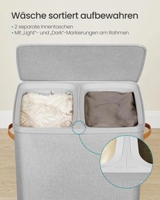 SONGMICS kôš na prádlo 170 L, 56 × 40 × 75 cm, šedý