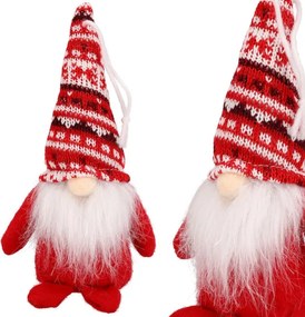 Vianočný látkový elf na zavesenie červený 18 cm