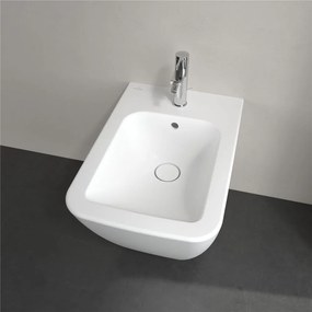 VILLEROY &amp; BOCH Finion závesný bidet s otvorom, s prepadom, 375 x 560 mm, Stone White, s povrchom CeramicPlus, 446500RW