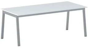 Kancelársky pracovný stôl PRIMO BASIC, sivostrieborná podnož, 2000 x 900 mm, biela