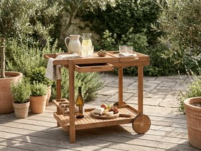 Záhradný servírovací stolík na kolieskach GRIL PARTY, akáciové drevo