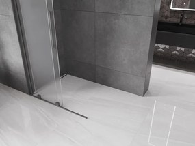 Mexen Velar, sprchová zástena s posuvnými dverami Walk-in 80 x 200 cm, 8mm sklo námraza, grafitová, 871-080-000-33-95