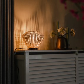 Orientálna stolová lampa béžová s korálkami - Moti