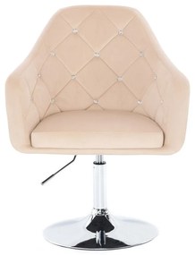 LuxuryForm DESIGN Kreslo ROMA VELUR na striebornom tanieri - krémové