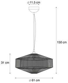 Japandi závesná lampa hnedé lano 61cm - Svea