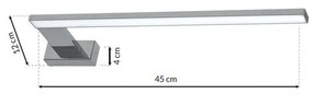 EUlight Nástenné LED svietidlo Shine R, 1x LED 11w, 4000k, (45 cm), ch