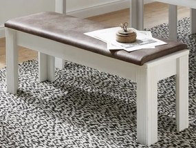 Jedálenská lavica s polstrovaním Jasmin, bielená pínia/hnedá látka%