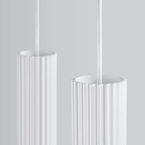 Závesné svietidlo Karbon, 2x biele kovové tienidlo