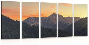 5-dielny obraz západ slnka na horách - 100x50