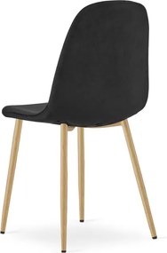 Set dvoch jedálenských stoličiek PADVA zamatové čierne / hnedé nohy (2 ks)