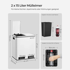 Odpadkový kôš SONGMICS LTB30WT