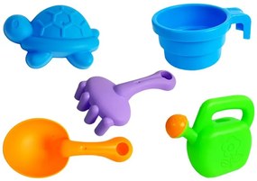 LEAN TOYS Stolík s pieskoviskom + formičky, lopatky, krhla
