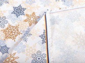 Biante Vianočný dekoračný záves PML-041 Modrosivé a béžové vločky 145x140 cm