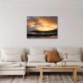 Obraz - pláž so zatiahnutou oblohou (70x50 cm)
