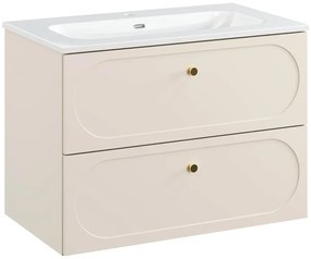 Kúpeľňová skrinka Donna Fly so zápustným umývadlom 80 cm piesková