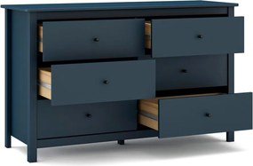 Tmavomodrá nízka komoda z borovicového dreva 130x80 cm Misti - Marckeric