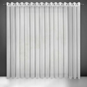 Biela záclona na krúžkoch ESEL vyrobená z hladkej lesklej látky 350x250 cm
