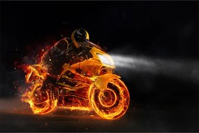 Obraz - Motorkár s plameňmi (90x60 cm)