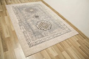 Koberec Dywilan Moon Torino Silver kosoštvorce / ornamenty, sivý / modrý