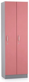 Drevená šatníková skrinka Visio LUX - 2 oddiely, 60 x 42 x 190 cm, ružová