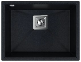 Sink Quality Argon 60, kuchynský granitový drez 550x420x225 mm + chrómový sifón, čierna škvrnitá-Brocade, SKQ-ARG.B.1KBO.60.X
