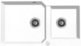 Kuchinox Milos, 2-komorový granitový drez 860x500x215 mm + sifón, biela matná, LAV-SPM_6208