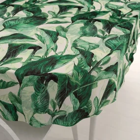 Biante Zamatový oválny obrus Tamara TMR-028 Veľké zelené listy 50x100 cm