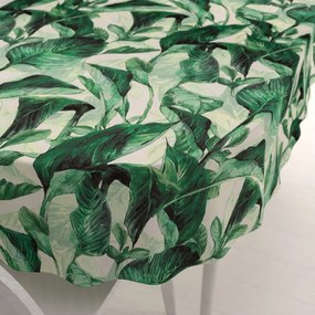 Biante Zamatový oválny obrus Tamara TMR-028 Veľké zelené listy 50x100 cm