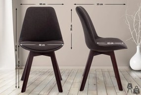 Stolička Borne V2 látka (SET 4 ks), drevené nohy orech - Tmavo sivá