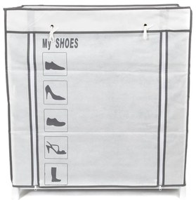 Čierno-biely textilný stojan na topánky Compactor Shoes, 25 priehradiek