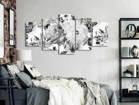Artgeist Obraz - Rose Composition (5 Parts) Wide Black and White Veľkosť: 225x112.5, Verzia: Premium Print