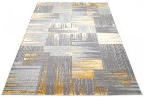 Moderný sivý koberec do obývačky so zlatým motívom Šírka: 80 cm | Dĺžka: 150 cm
