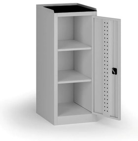 Dielenská skriňa nízka na náradie KOVOS, 2 police, 600 x 505 x 1180 mm, sivá