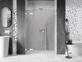 Mexen Lunar L, ľavé otočné sprchové dvere 150 cm, 8mm číre sklo, biely profil, 834SL-150-050-20-00-L