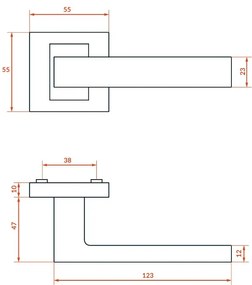 Kuchinox Qubik, kľučka na dvere, čierna matná, LAV-KG2_900A
