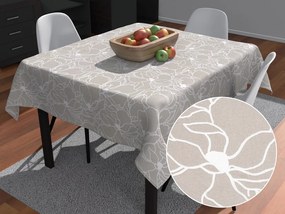 Biante Bavlnený štvorcový obrus Sandra SA-270 Biele designové kvety na béžovom 70x70 cm