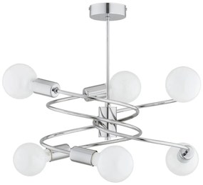 Luster na tyči DISCO 6xE27/60W/230V lesklý chróm